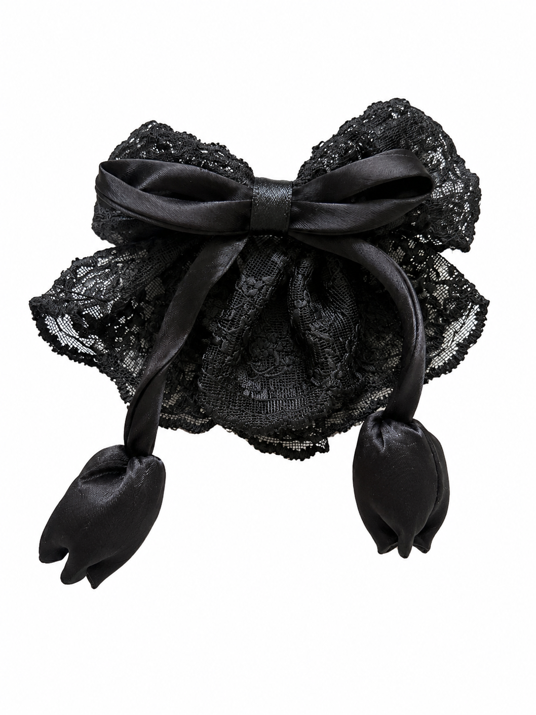 Spitzen Haarspange mit Schleife & Tulpen – Elegante Haarspange für Damen