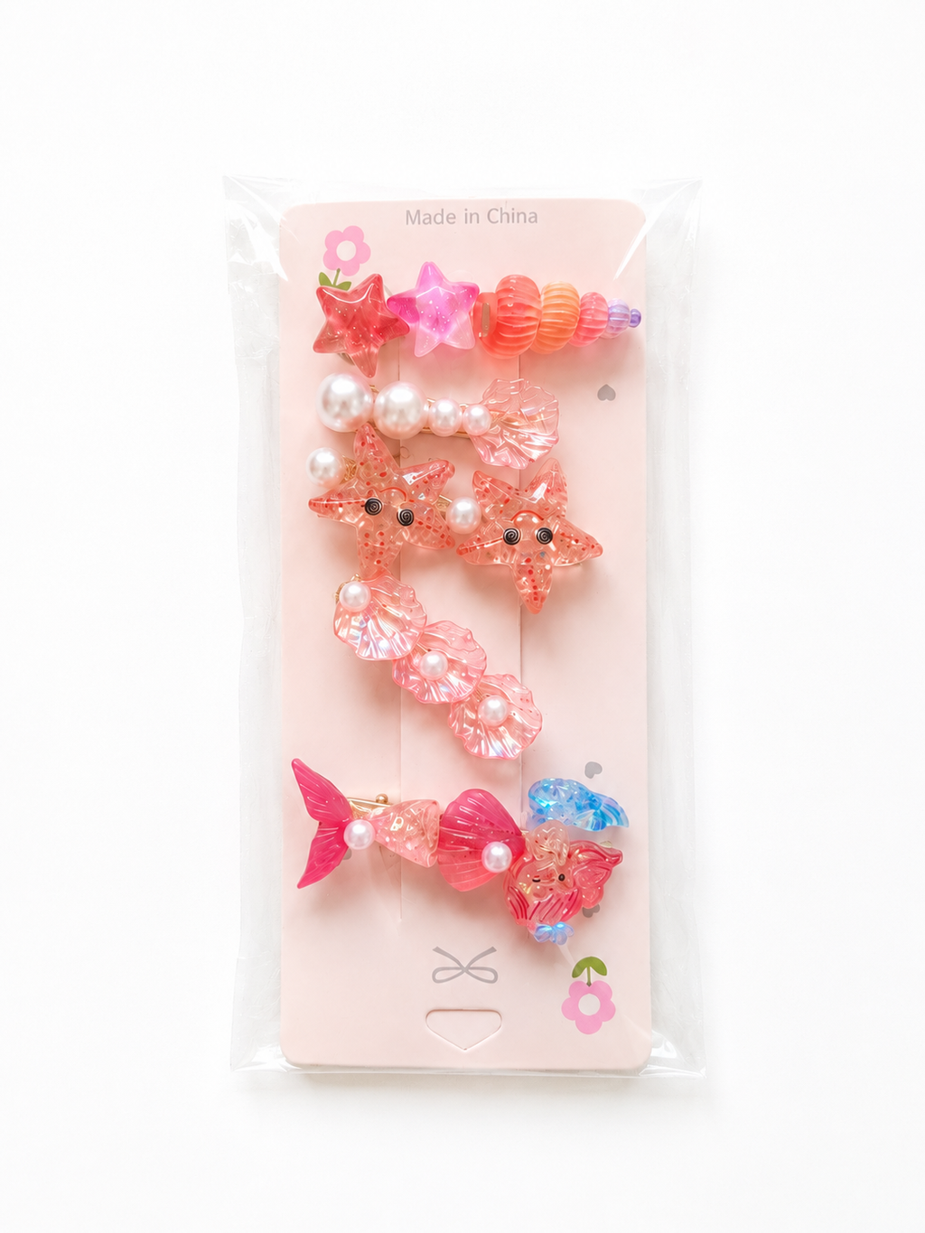 5-teiliges Haarspangen-Set für Mädchen – Meerjungfrau & Meereswelt Design