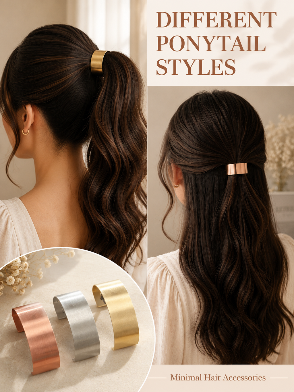 Minimalistische Metall-Haarspange 5 cm