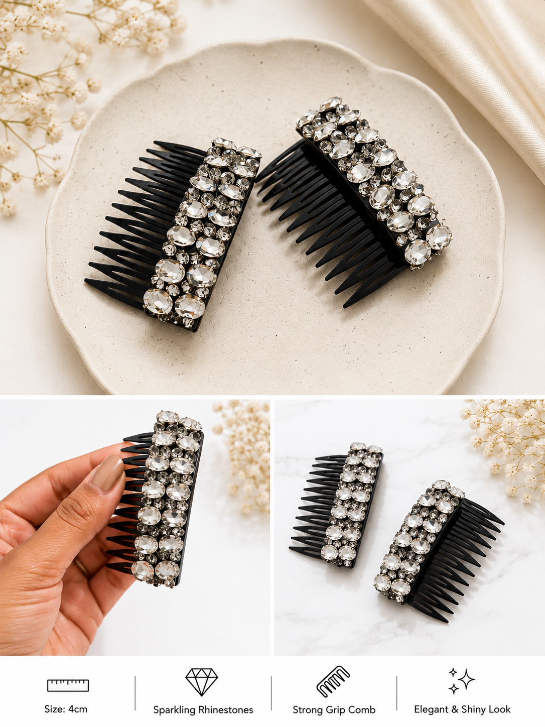 Strass-Haarkamm 4 cm-1