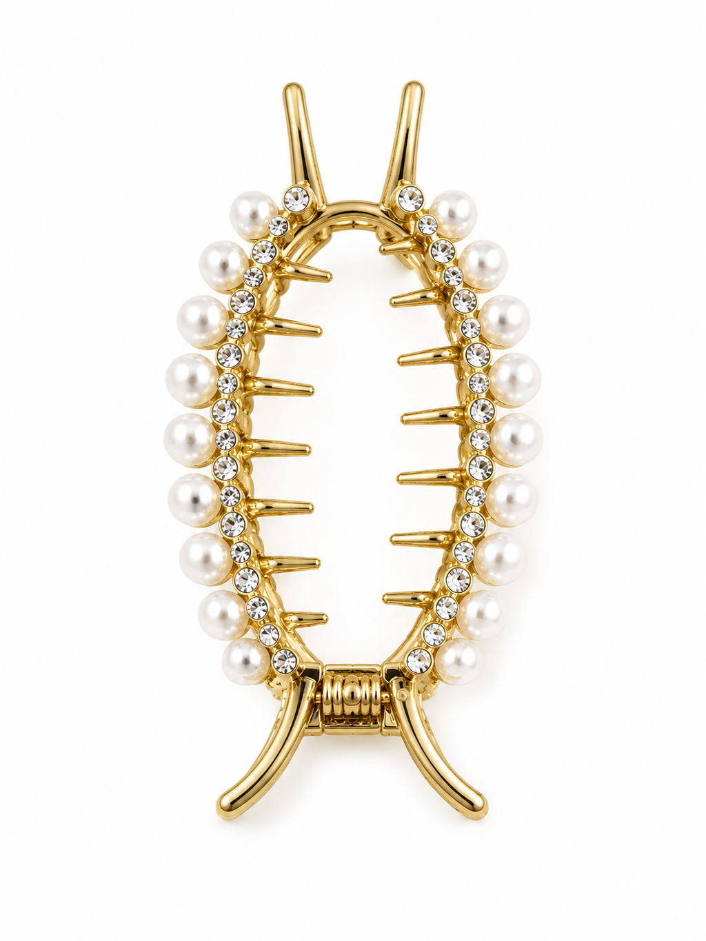 Perlen Strass Haarspange – Gold