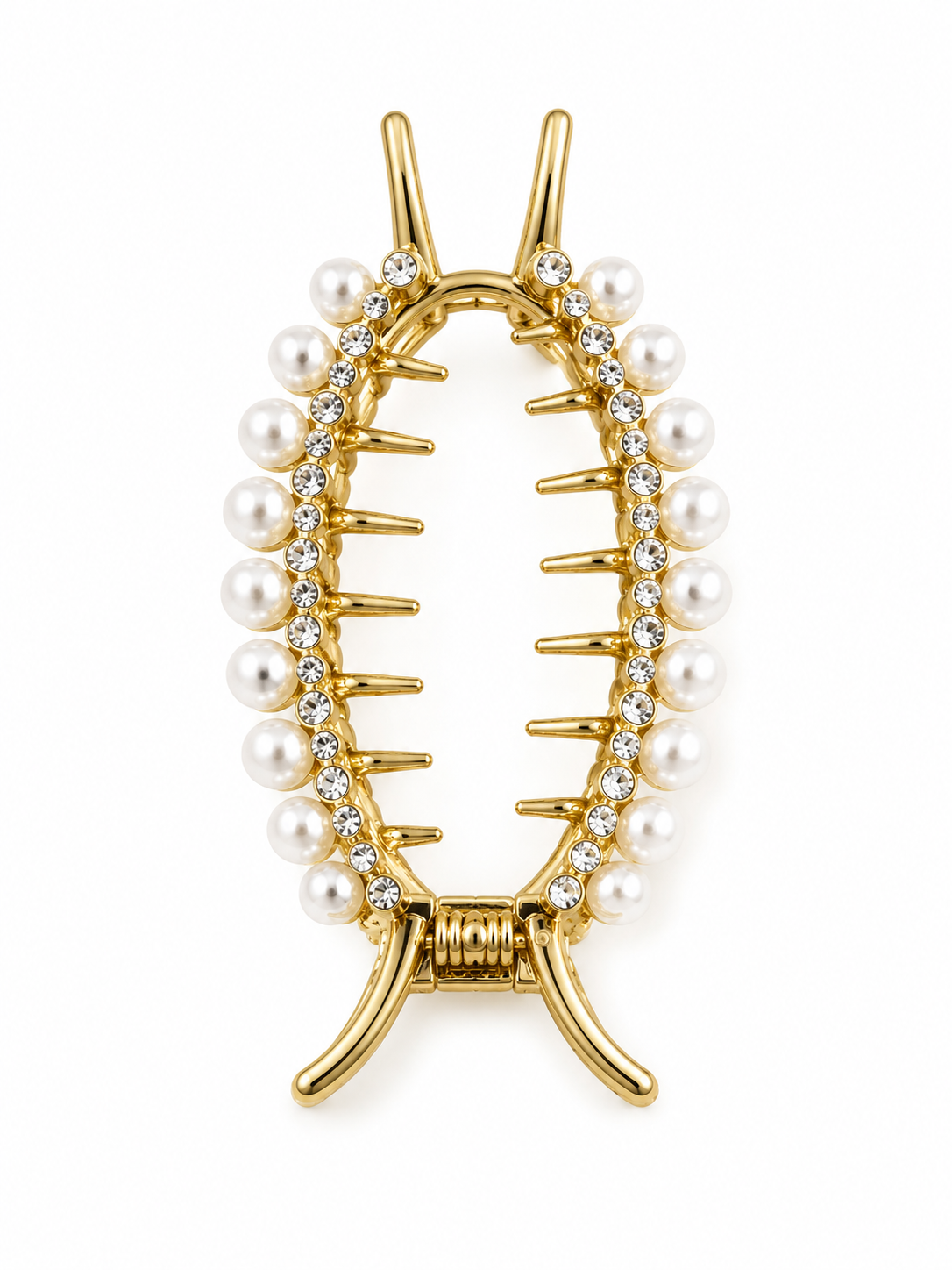 Perlen Strass Haarspange – Gold