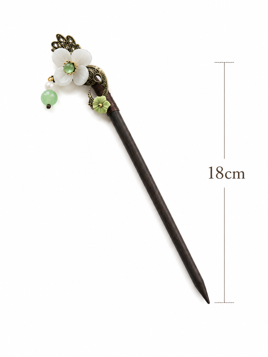 Eleganter Blumen Haarstab mit Perlen – 18 cm
