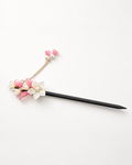 Eleganter Blumen Haarstab mit Perlen – 18 cm
