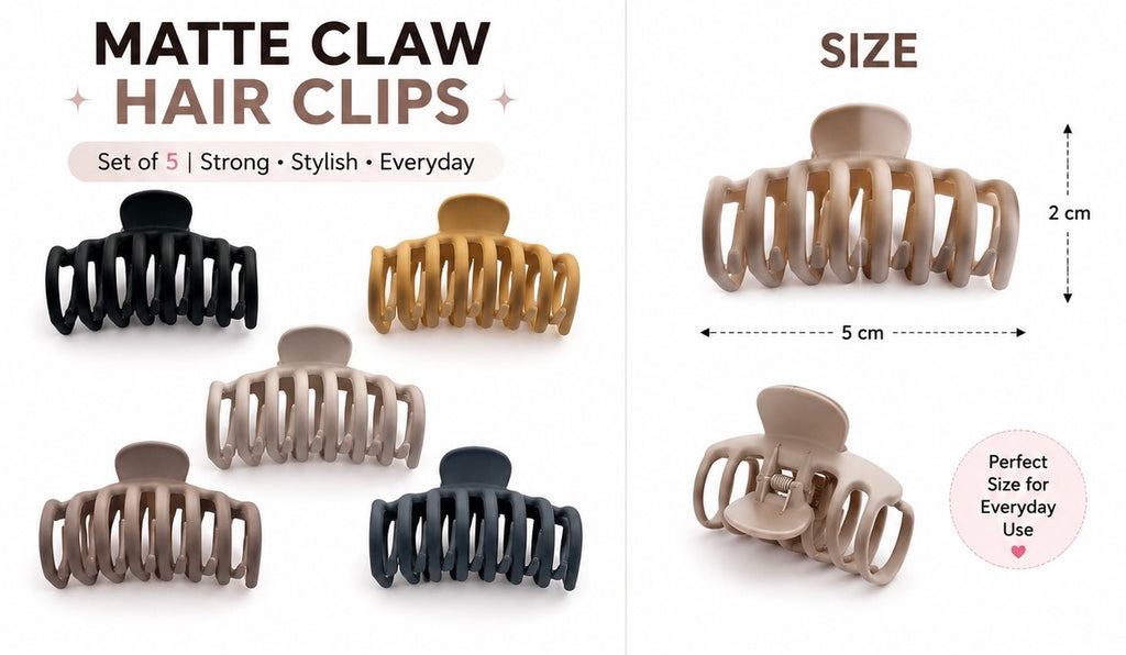 Matte Haarklammern 5er Set – Rutschfeste Haarclips für Alltag & Styling