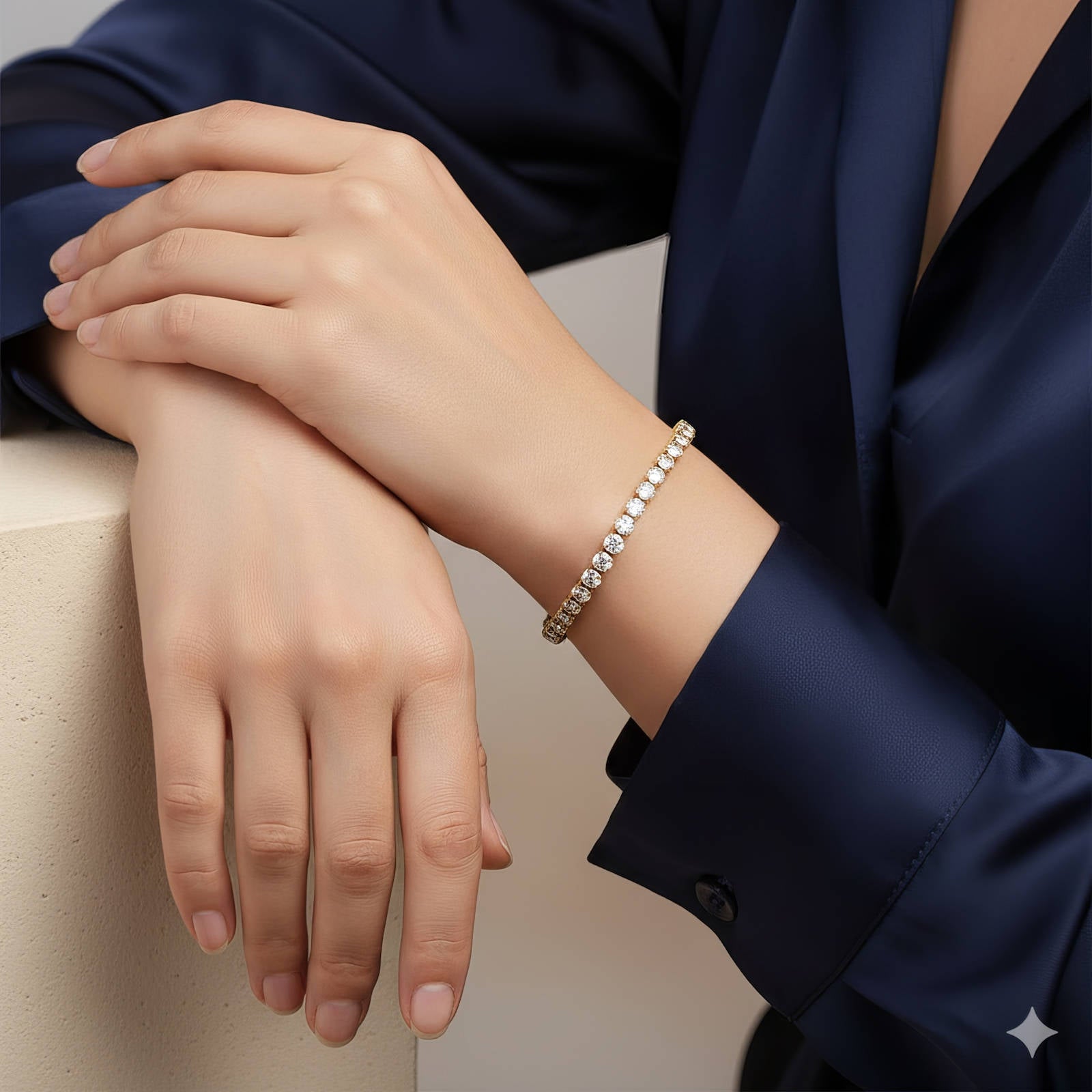 Tennisarmband aus 18K vergoldetem Edelstahl mit Zirkonia