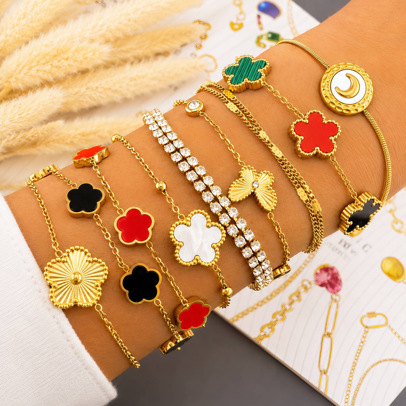 Blumen-Armband aus Edelstahl