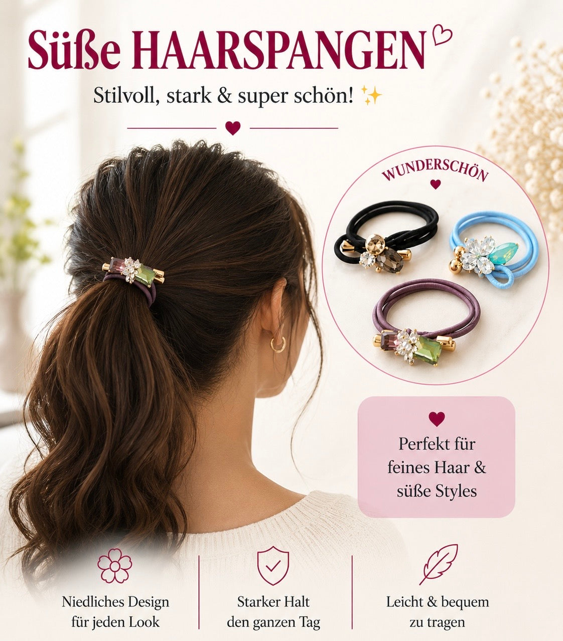 Elegantes Haargummi mit Kristallen