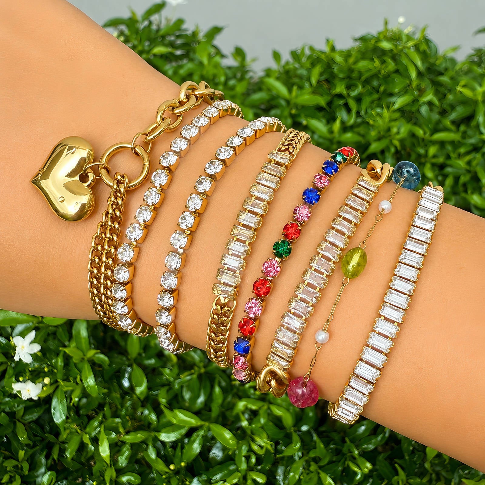 Tennisarmband aus 18K vergoldetem Edelstahl mit Zirkonia