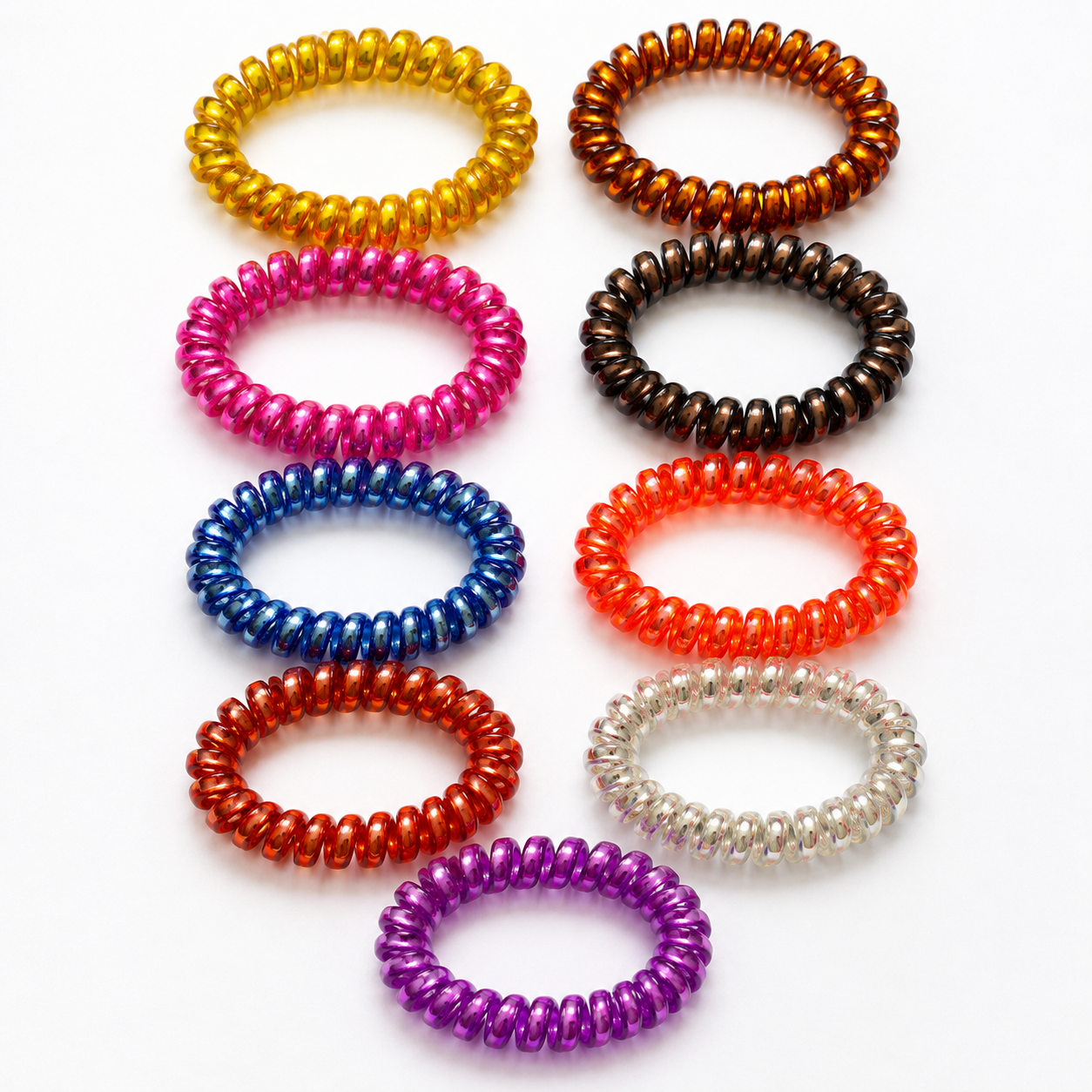 Spiral-Haargummi Set (9 Stück) – Elastische Telefonkabel Haargummis