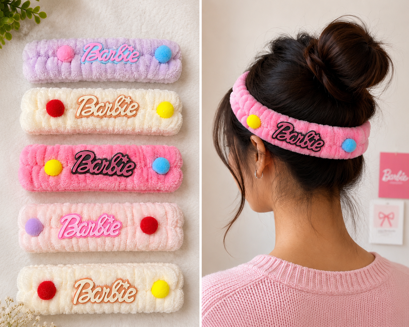 Barbie Kosmetik-Stirnband – Weiches Spa & Make-up Haarband