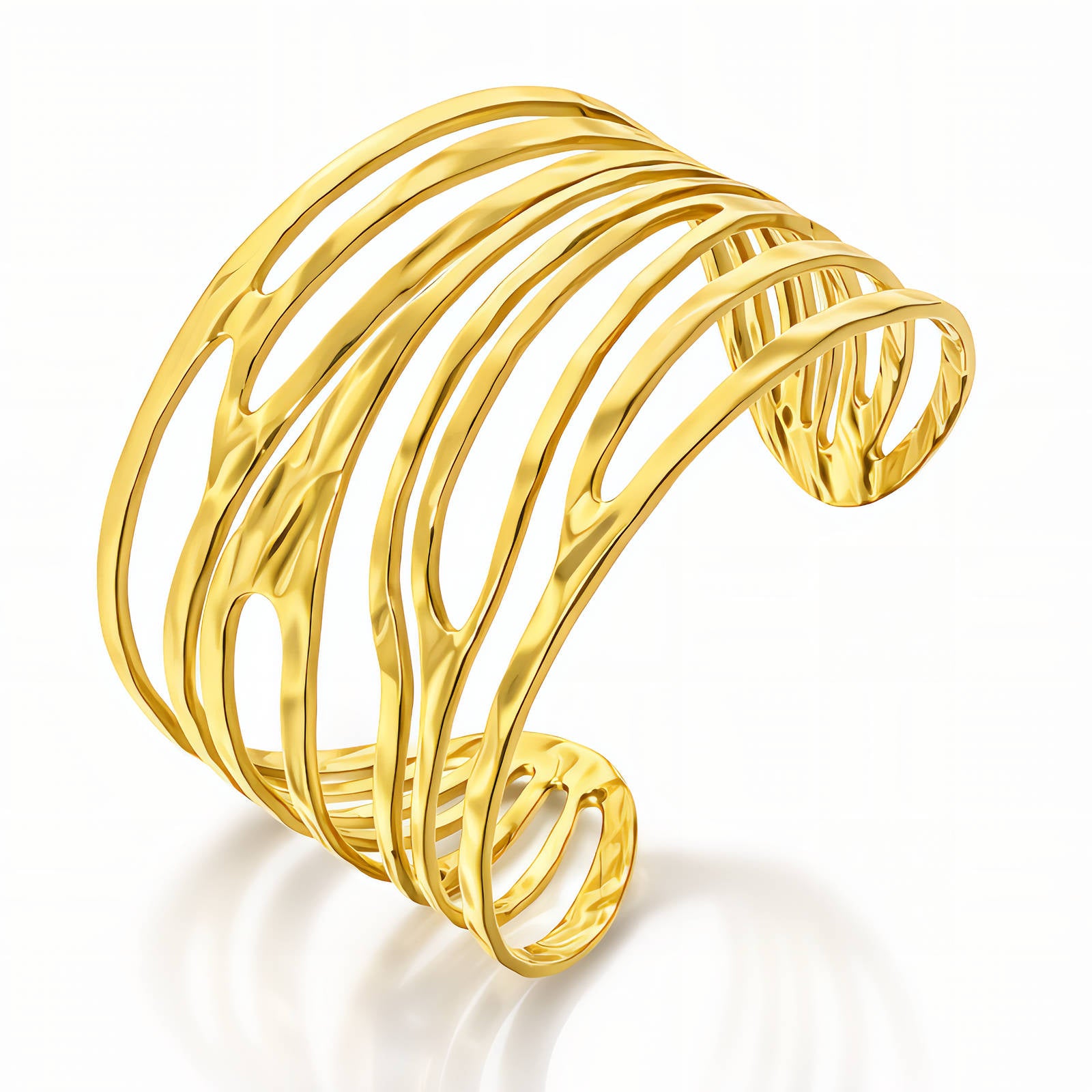 Offener Armreif im Cut-out-Design – 18K vergoldeter Edelstahl, wasserfest