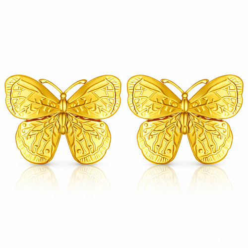 18K Gold Butterfly Stud Earrings – Waterproof butterfly design earrings in gold finish.