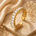 Verstellbarer Ring mit Zirkonia aus 18K vergoldetem Edelstahl