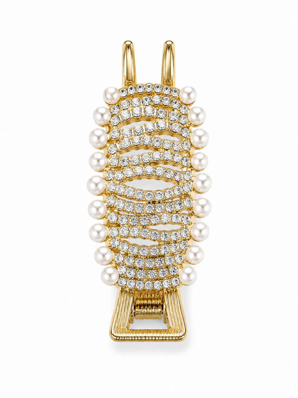 Perlen Strass Haarspange – Gold