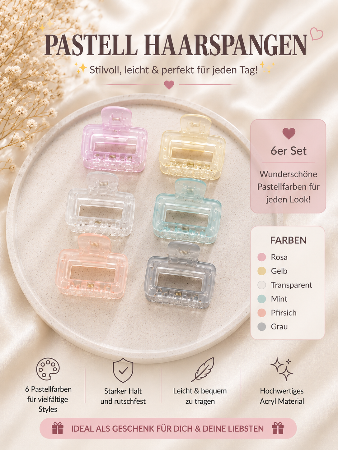 🌸 Elegante Mini-Haarspange mit Blumen-Design-6