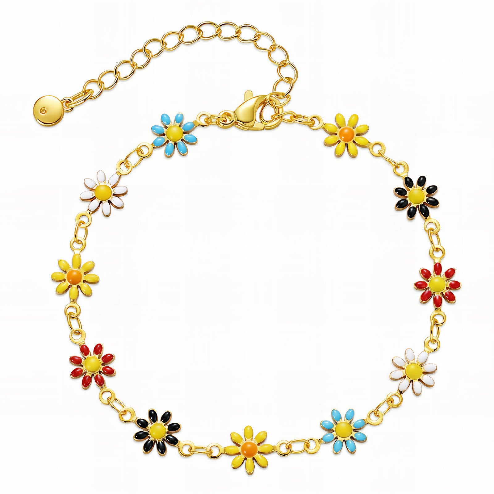 Buntes Blumen-Armband aus Edelstahl