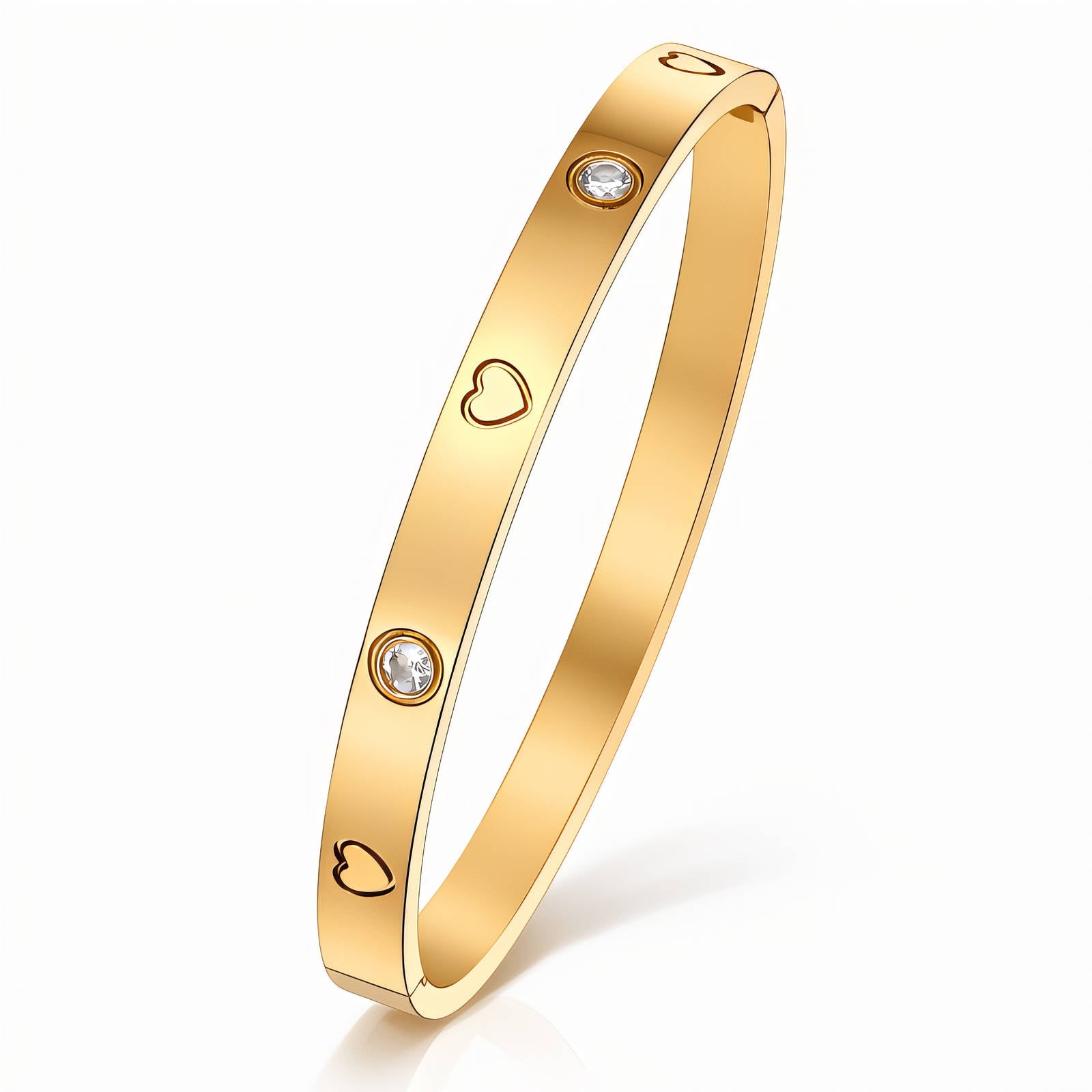 Goldener Herz-Armreif aus Edelstahl