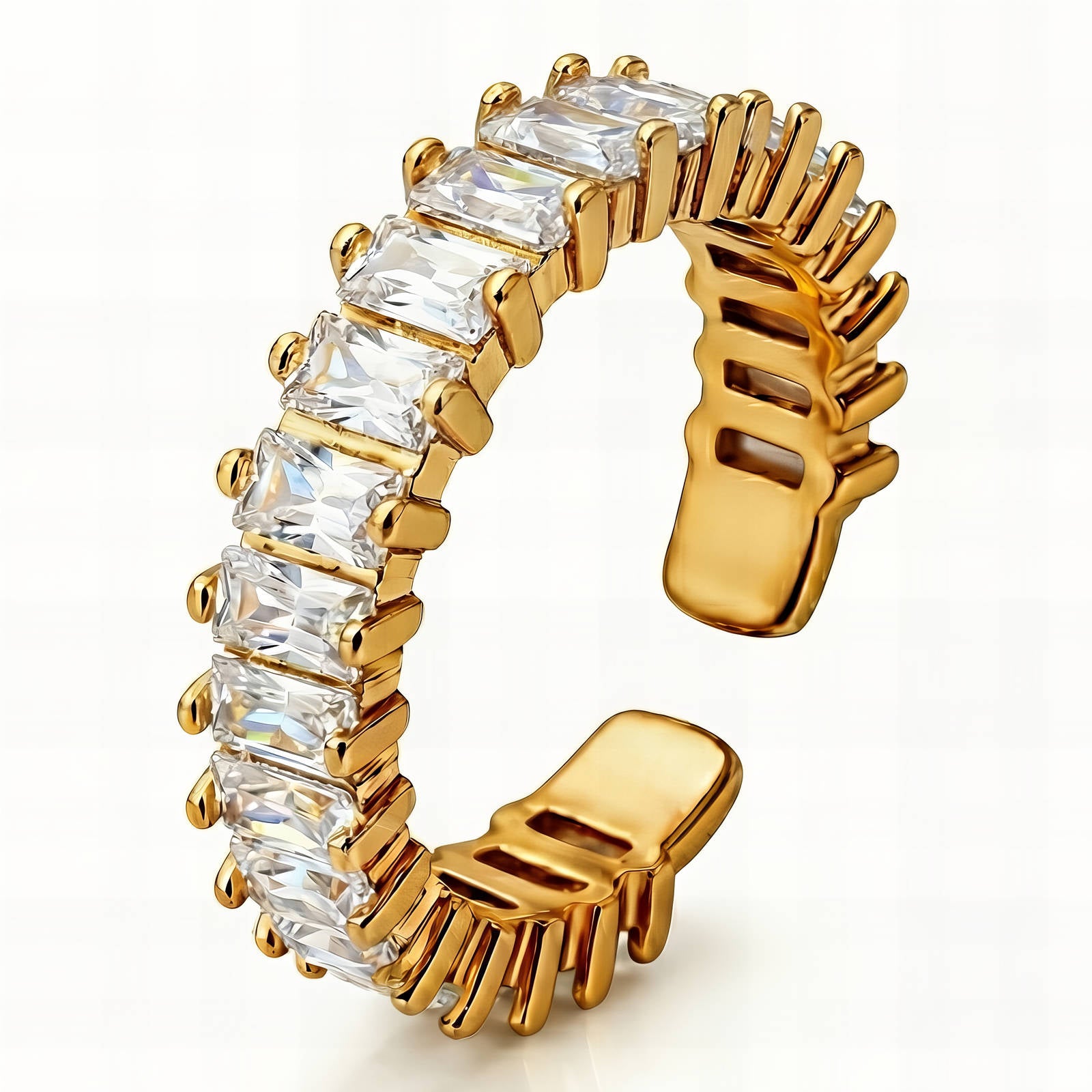 Verstellbarer Ring mit Zirkonia – 18K vergoldeter Edelstahl, wasserfest
