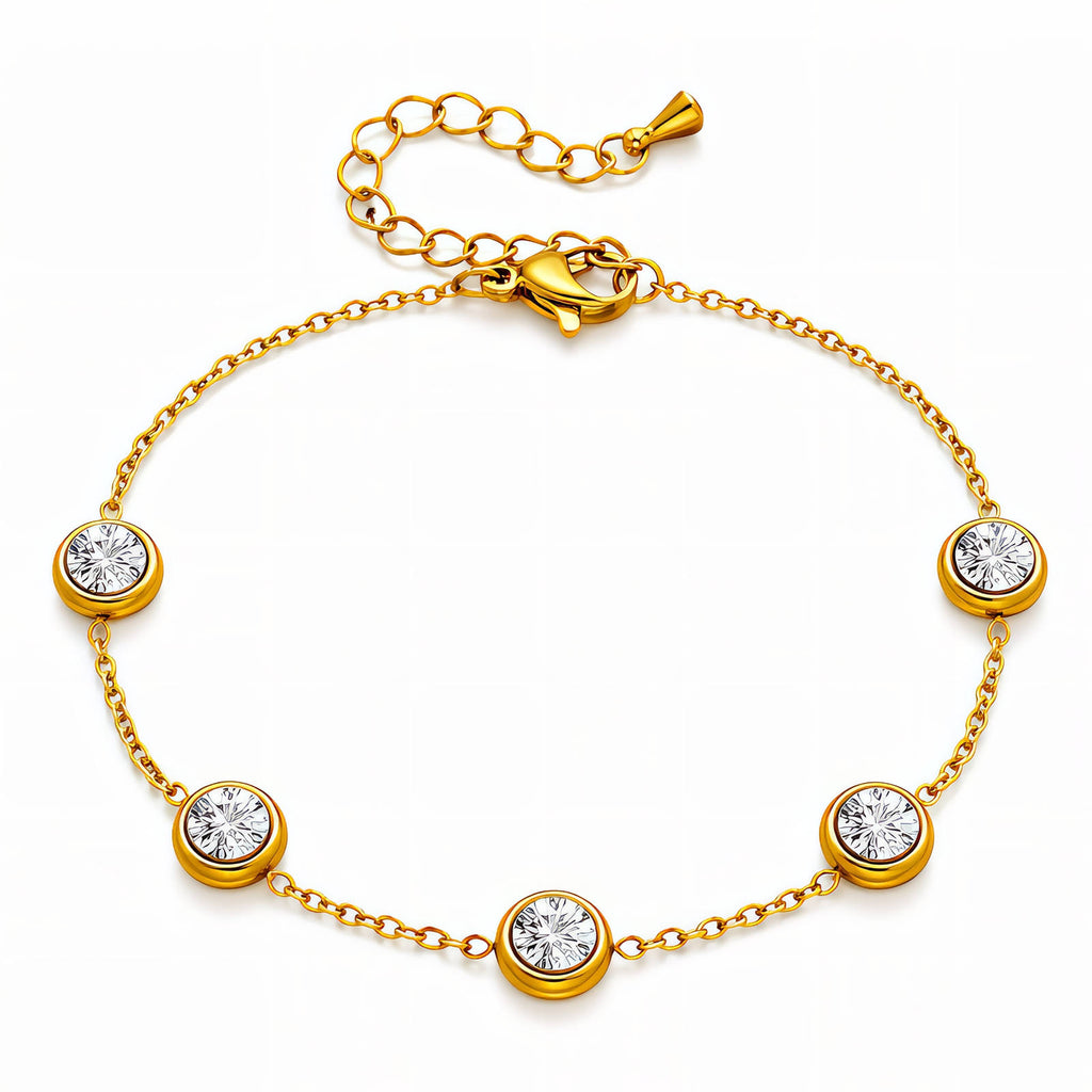 Armband mit Zirkonia-Steinen – 18K vergoldeter Edelstahl, wasserfest