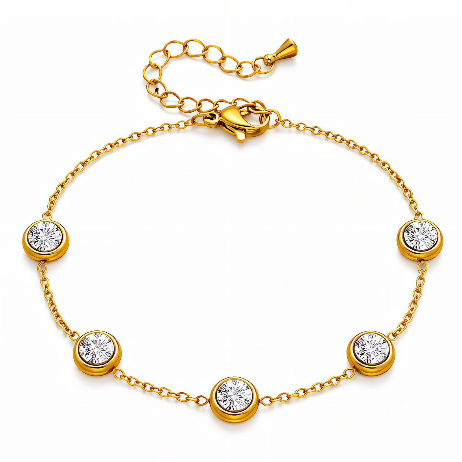 Armband mit Zirkonia-Steinen – 18K vergoldeter Edelstahl, wasserfest