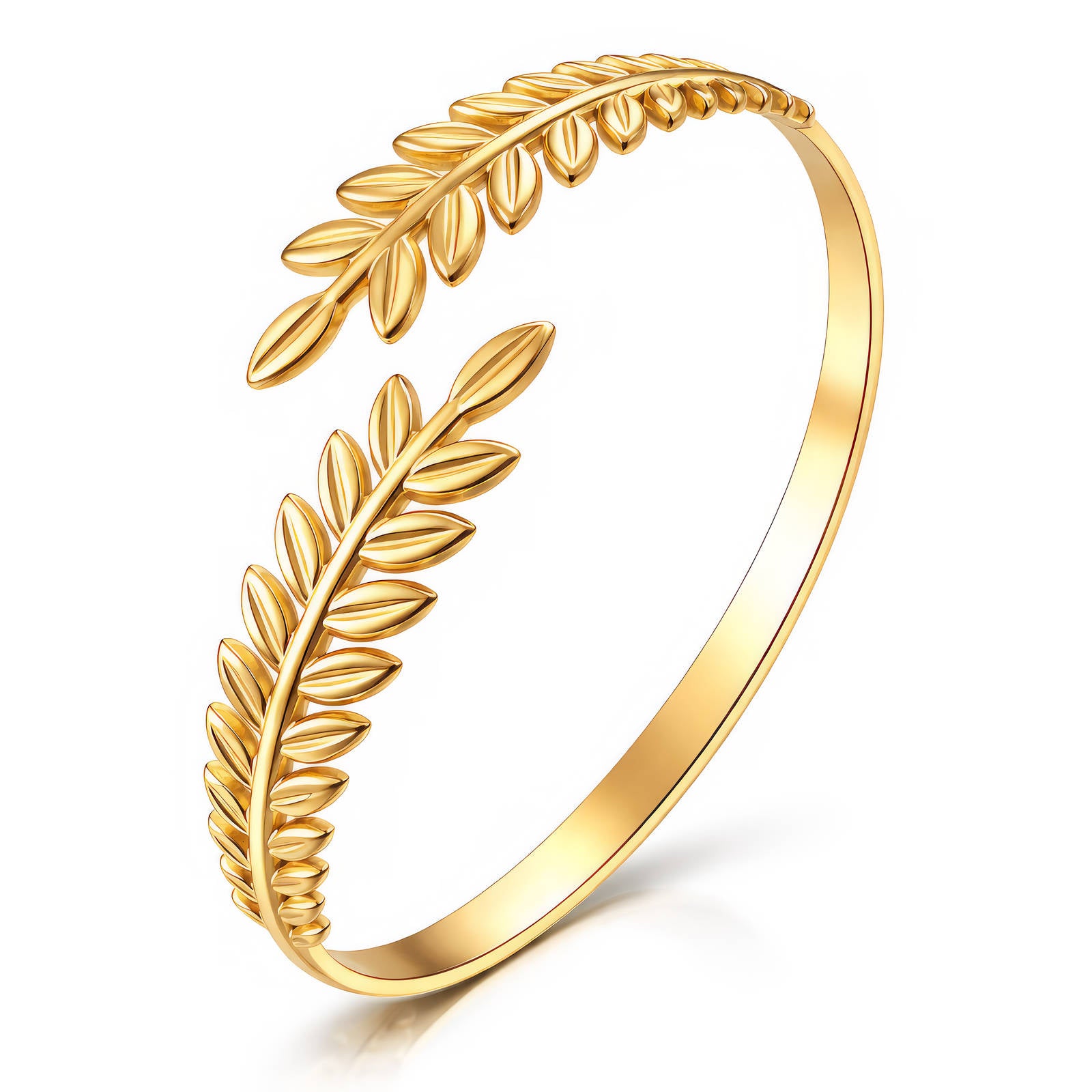 Blatt-Armreif aus 18K vergoldetem Edelstahl