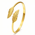 Blatt-Armreif aus 18K vergoldetem Edelstahl