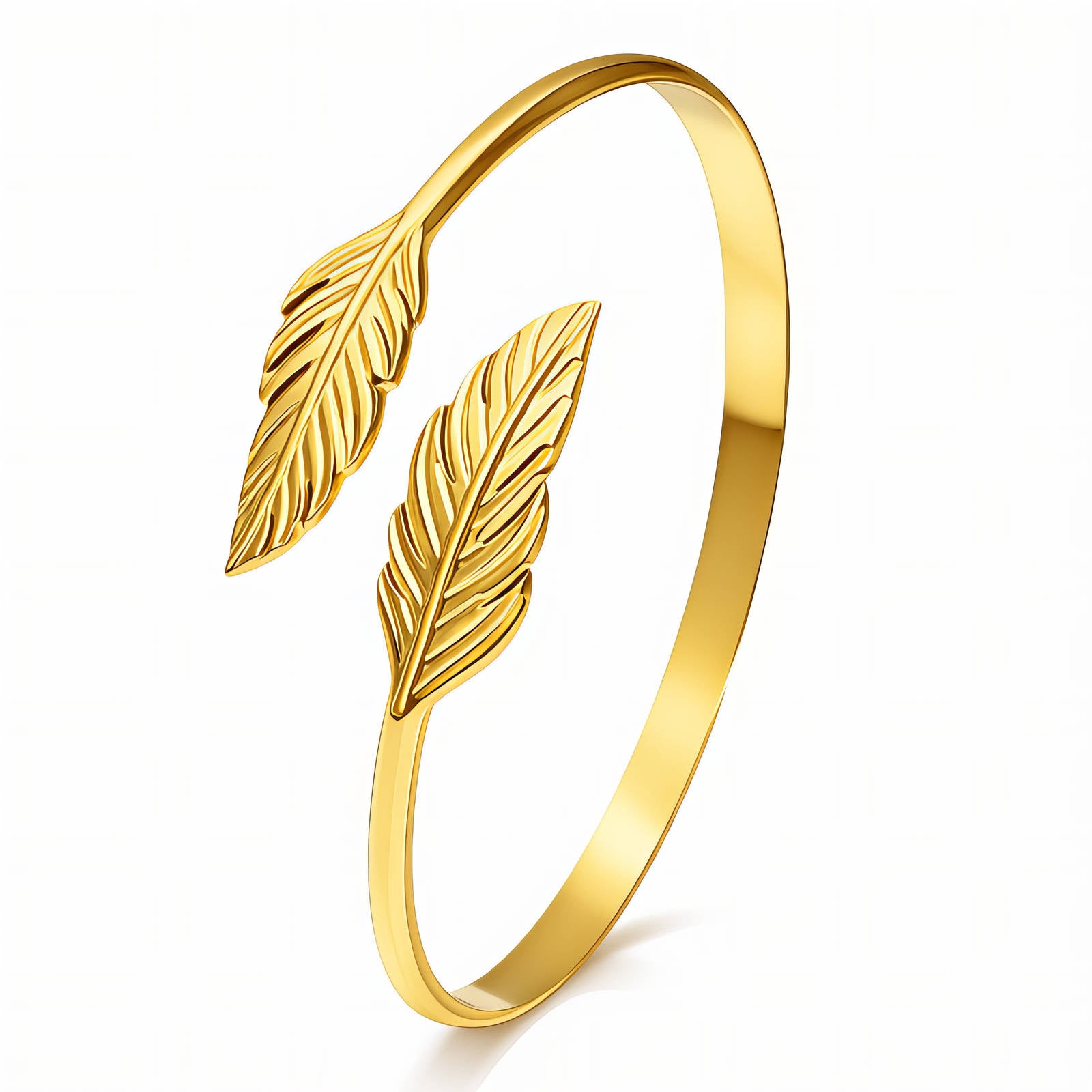 Blatt-Armreif aus 18K vergoldetem Edelstahl