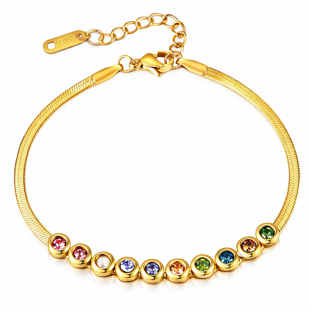 Schlangenarmband mit bunten Zirkonia-Steinen – 18K vergoldeter Edelstahl, wasserfest