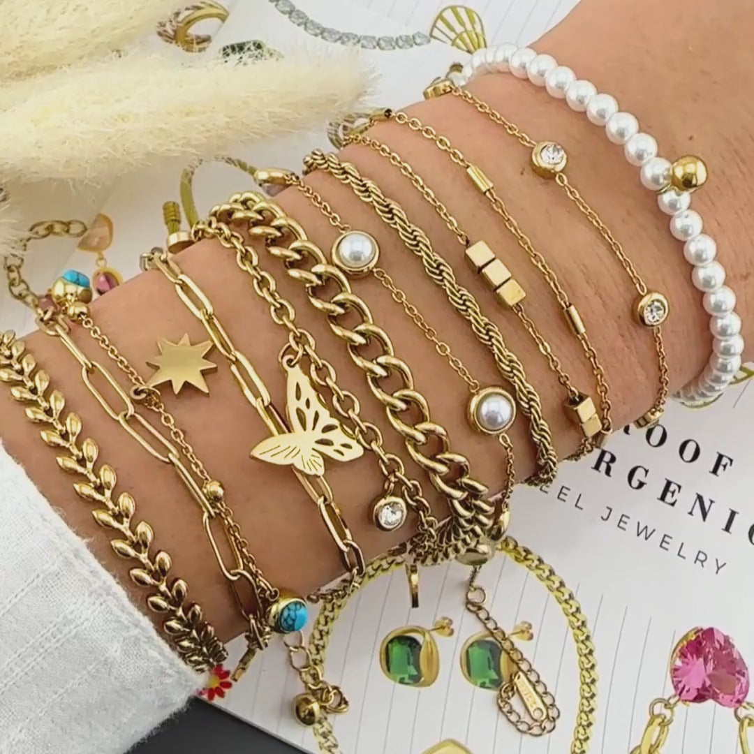 Armband mit Zirkonia-Steinen – 18K vergoldeter Edelstahl, wasserfest